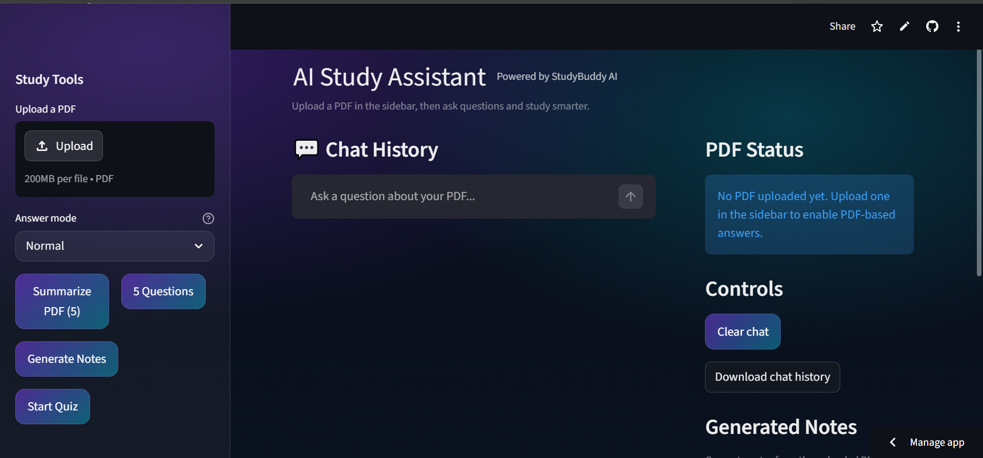 StudyBuddyAI Interface